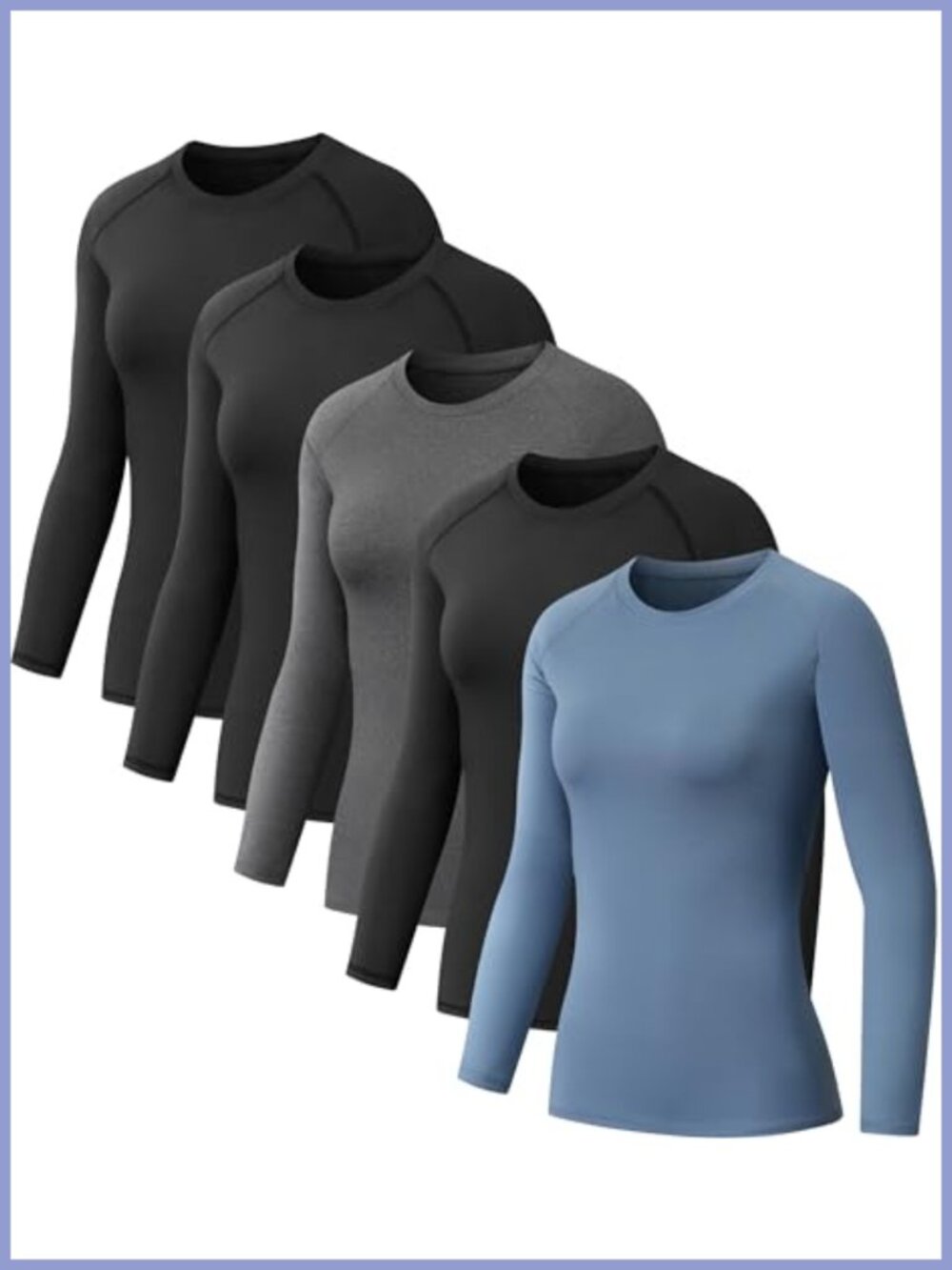 5 Pack Women's Long Sleeve Compression Shirts Workout Baselayer